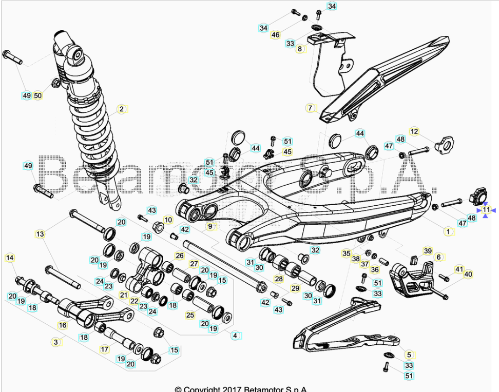Registro tendicatena sinistro Beta RR 125/200/250/300 2T 350/390/400/430/450/480/498/520/525 4T 2006/2025