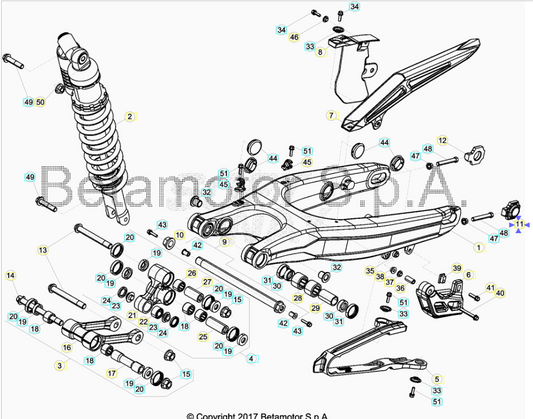 Registro tendicatena sinistro Beta RR 125/200/250/300 2T 350/390/400/430/450/480/498/520/525 4T 2006/2025
