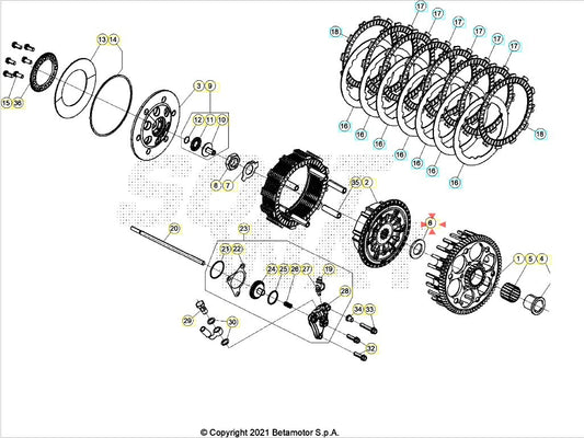 Rondella 21,7.38.3 Beta RR 250/300 2T 2013-2024 RR 350/390/400/430/450/480/498/520 4T 2010-2024