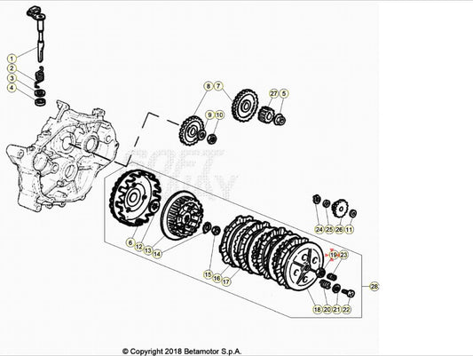 Rondella D.12 x dado frizione Beta RR 50 2T (2005-2026) OEM 3401560000