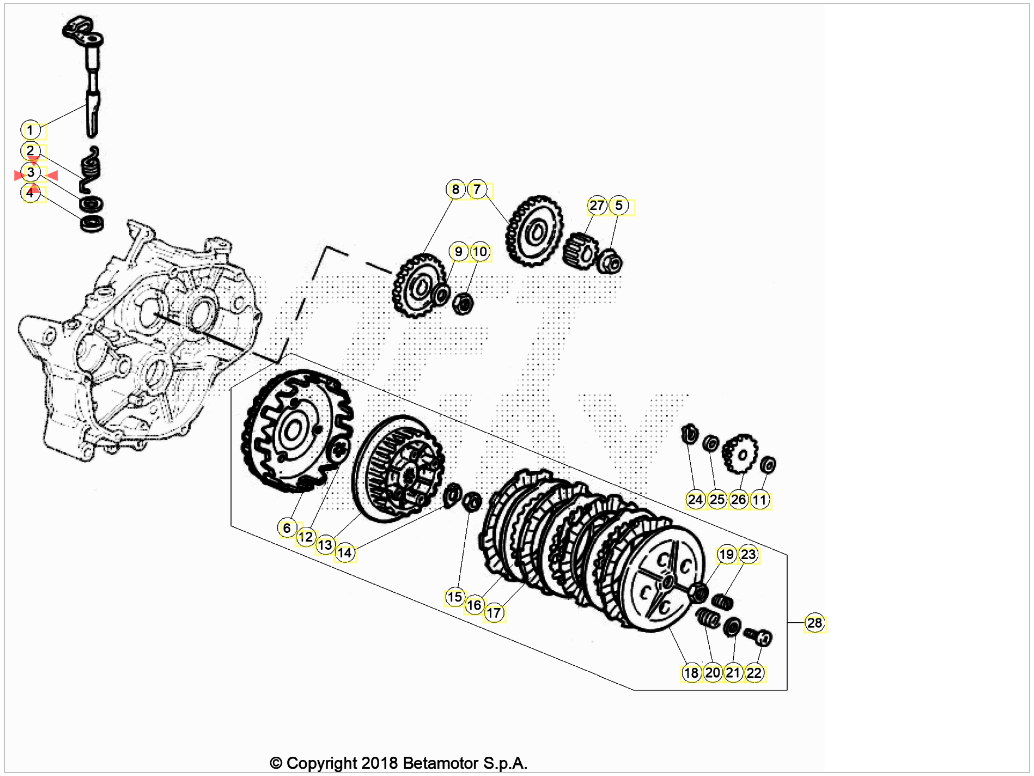 Rondella D.14x26x0,5 alberino frizione Beta RR 50 2T (2005-2026) OEM 3401570000