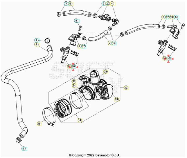 Staffa fissaggio iniettore Beta RR 350-390-430-480 4T 2015/2025