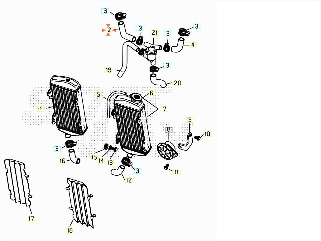 Tubo radiatore dx Beta RR 400/450/525 4T 2005-2009