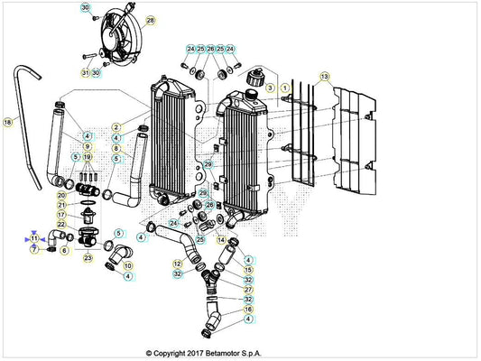 TUBO TERMOSTATO INFERIORE SINISTRO BETA XTRAINER 250-300 2T 2015/2025