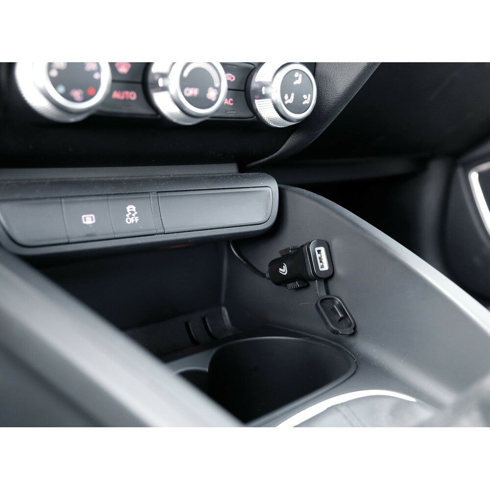 Usb Fix Omega, caricatore Usb con fissaggio a vite e connettori a forcella - 12/24V
