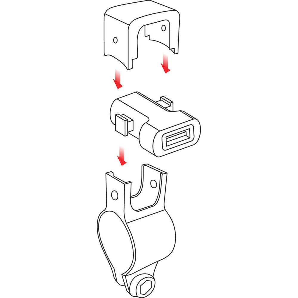 Usb-Fix Tube, caricatore Usb con fissaggio a manubrio e connettori a forcella - Fast Charge - 3000 mA - 12/24V
