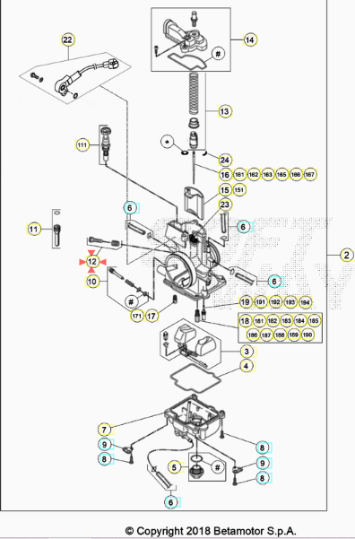 Vite di regolazione minimo carburatore completa Beta RR 125/200/250/300 2013/2026 Xtrainer 2015/2025