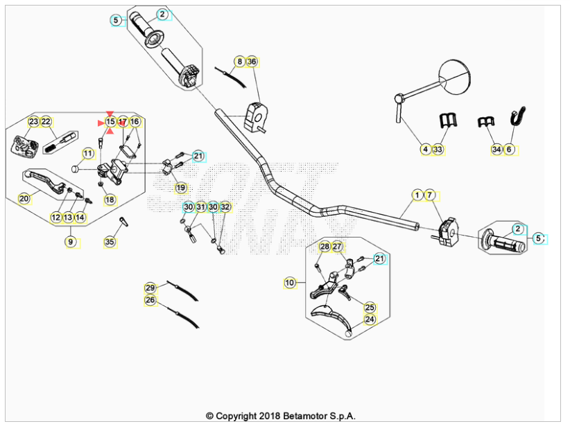 Vite leva freno anteriore Beta RR 50 Enduro/Motard 2012-2023 RR 125 4T LC Enduro/Motard 2017-2023
